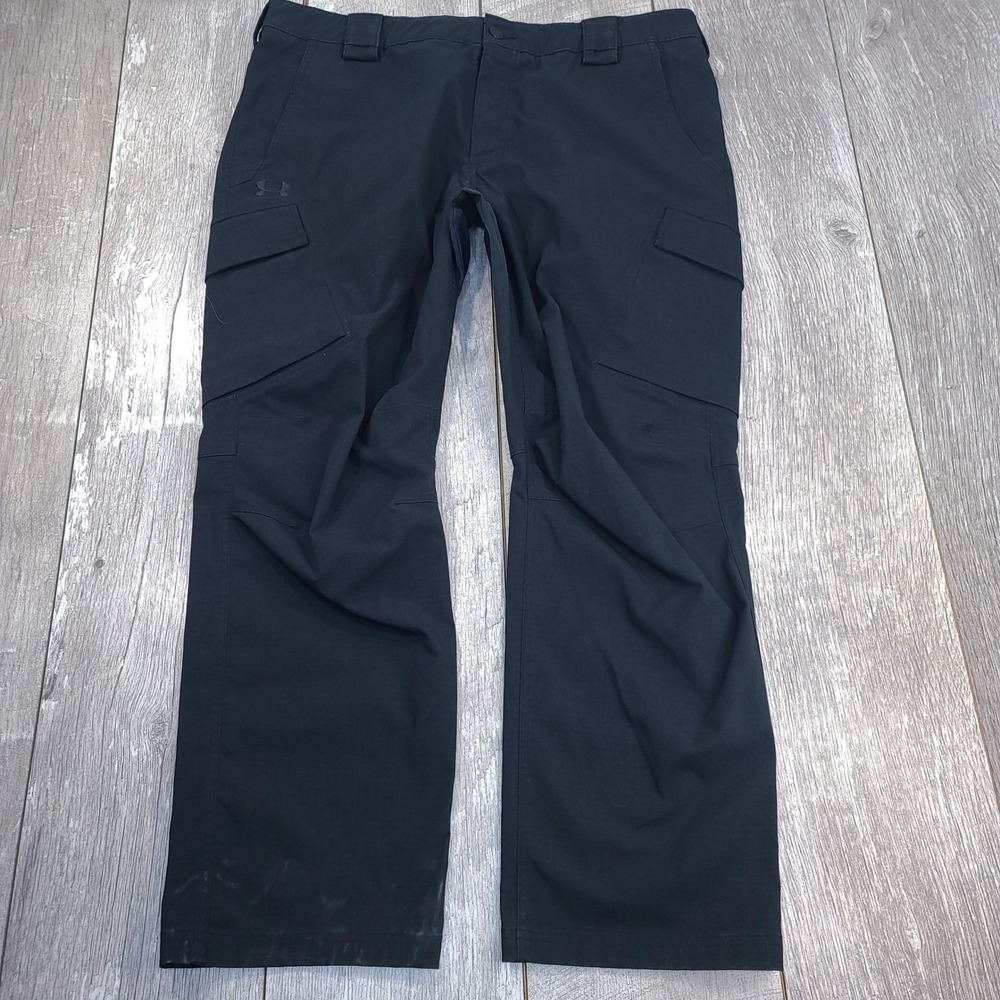 Under Armour Cargo Pants Mens 40x30 Black Storm Tactical Ripstop Outdoor
